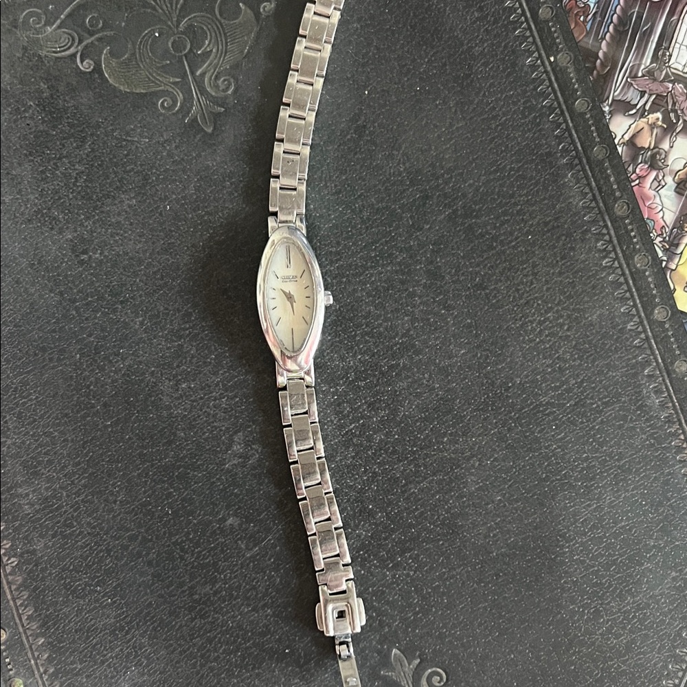 Citizen Eco-Drive Silver Oval Watch - Picture 2 of 3